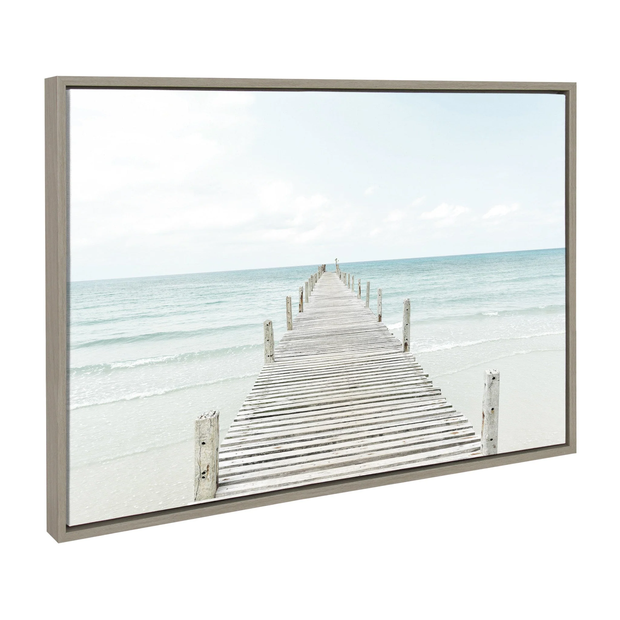 Sylvie Wooden Pier on Beach Framed Canvas by Amy Peterson Art Studio - Image 2
