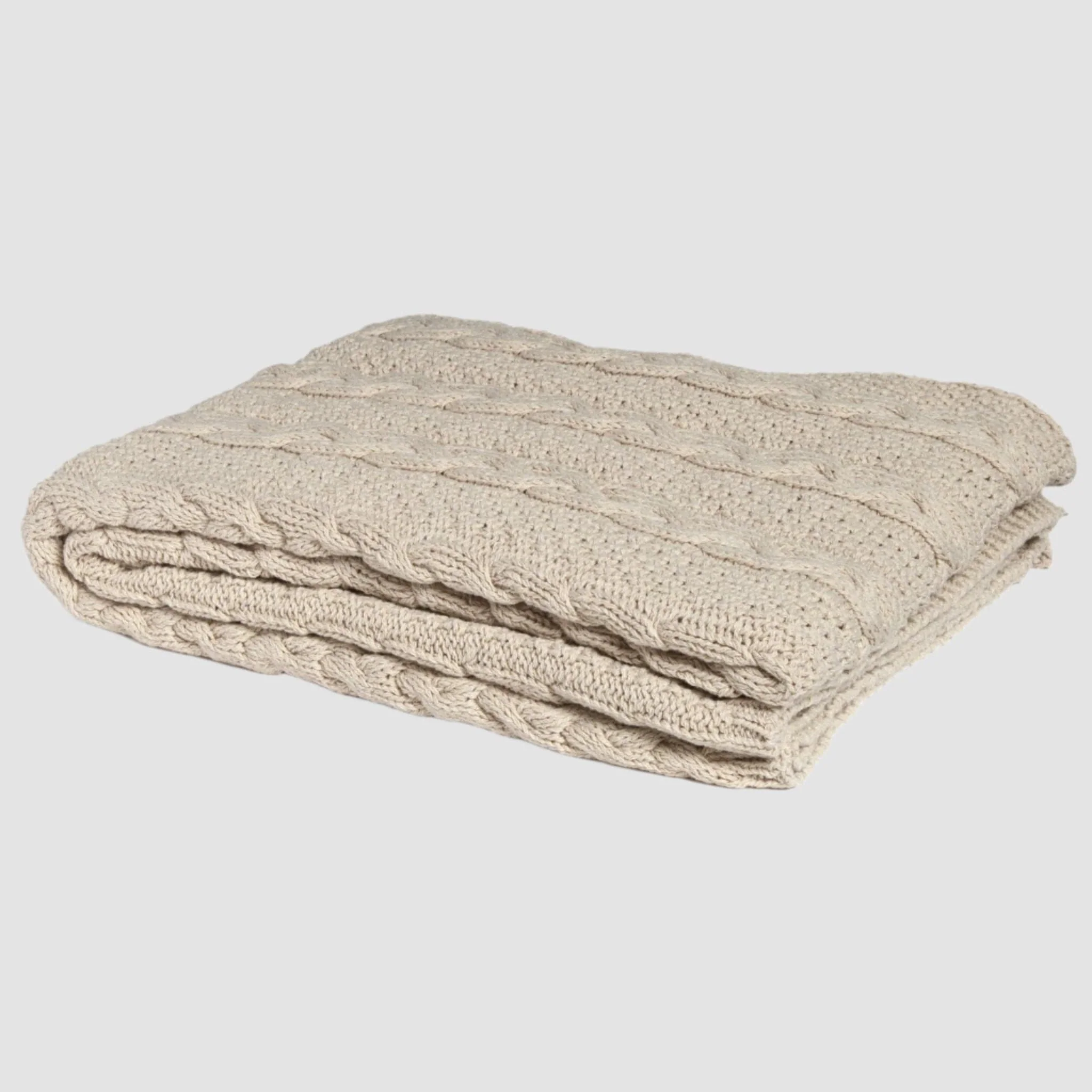 Textured Sustainable Knit Throw Blanket - Chunky Cable - Image 3