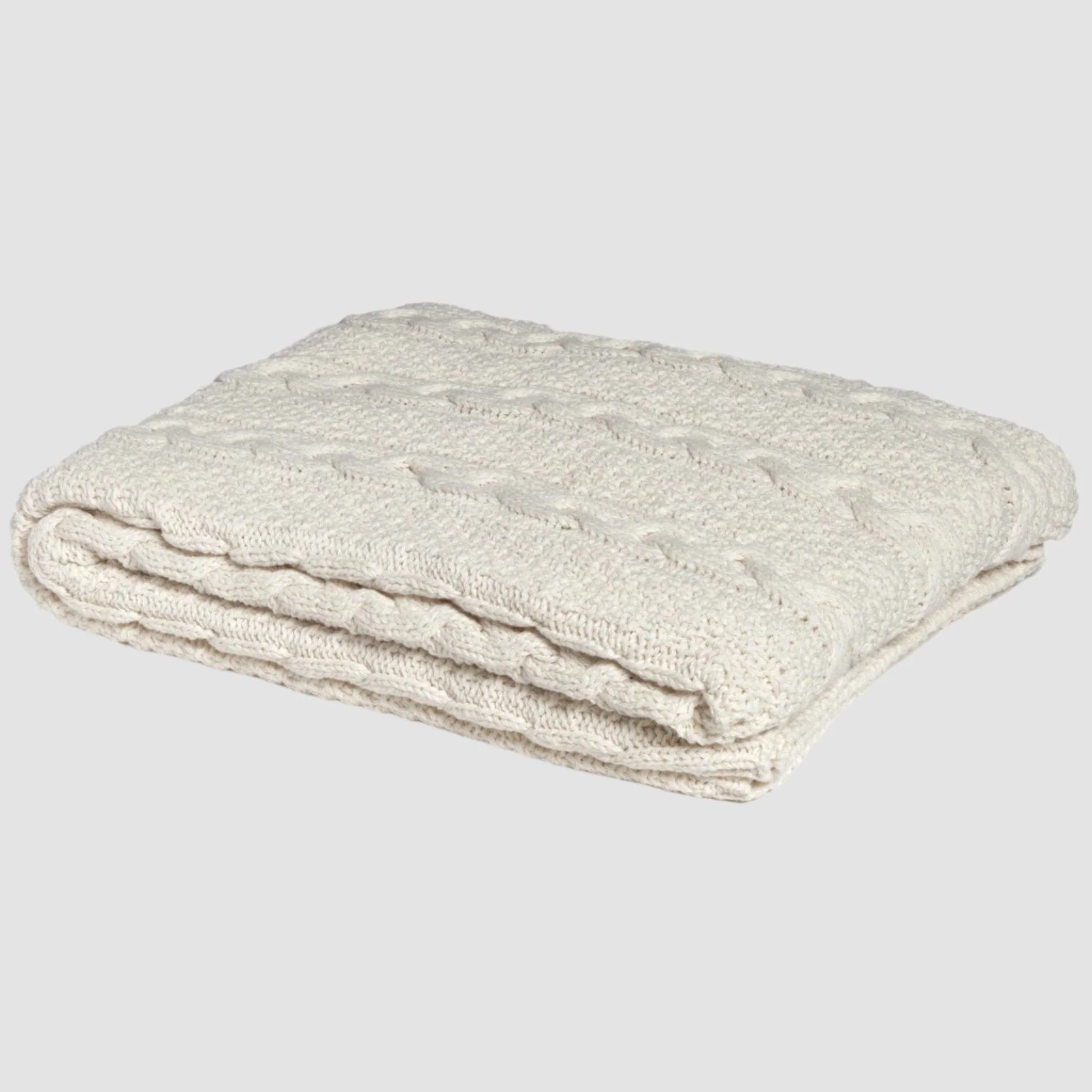 Textured Sustainable Knit Throw Blanket - Chunky Cable - Image 6