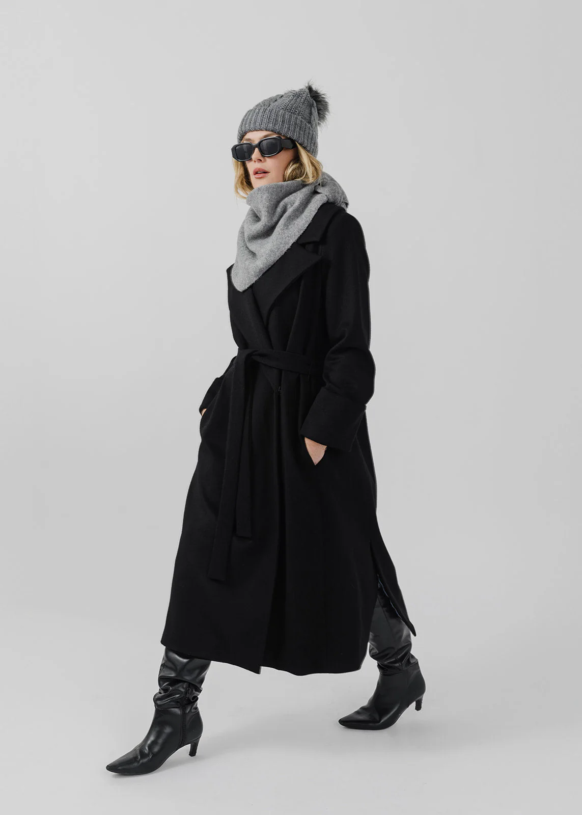 The Dearborn Long Wool Overcoat - Black - Image 3