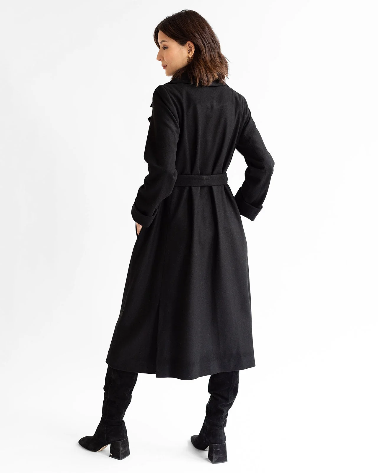 The Dearborn Long Wool Overcoat - Black - Image 6