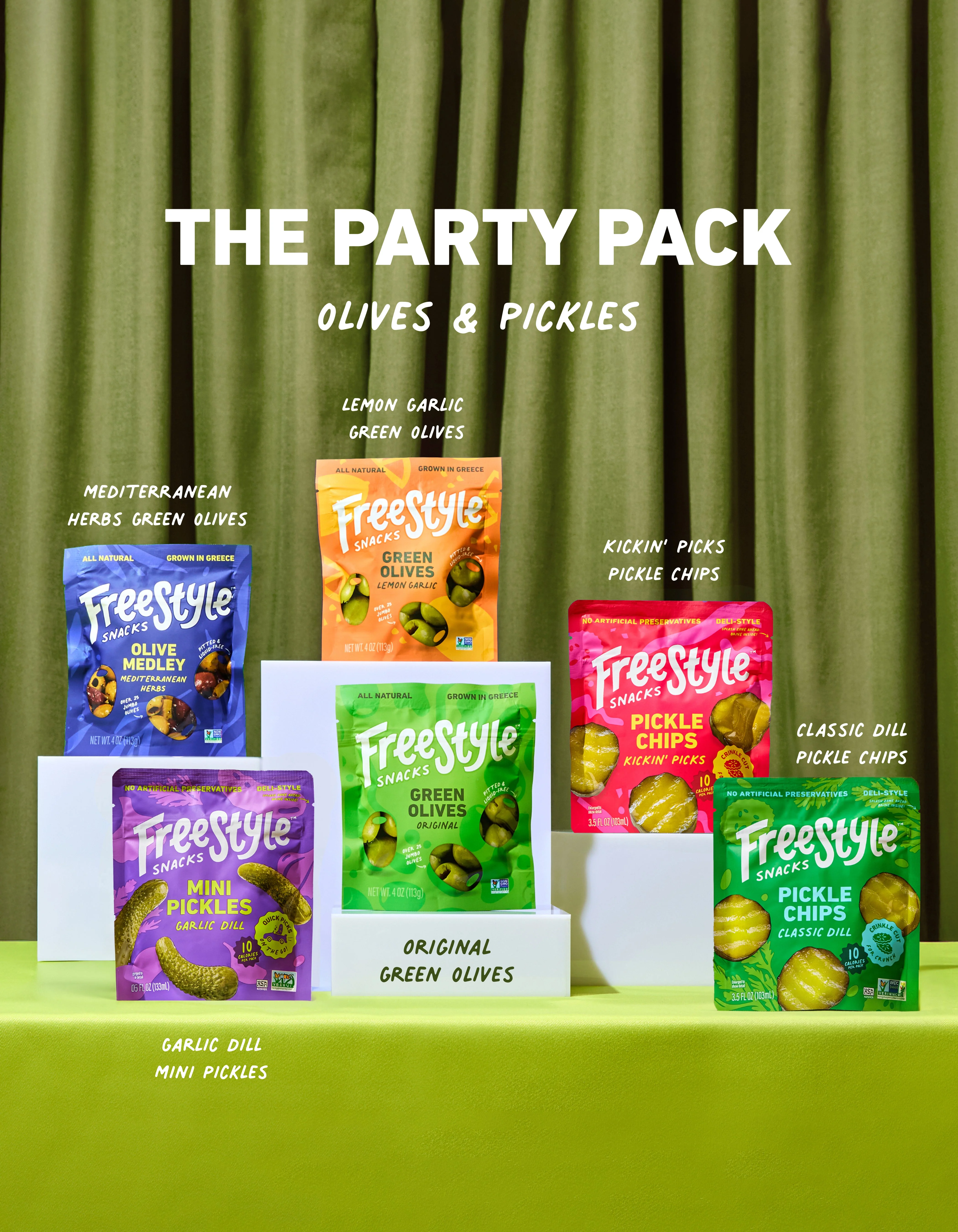 Olives & Pickles Snack Party Pack - 6 Ct