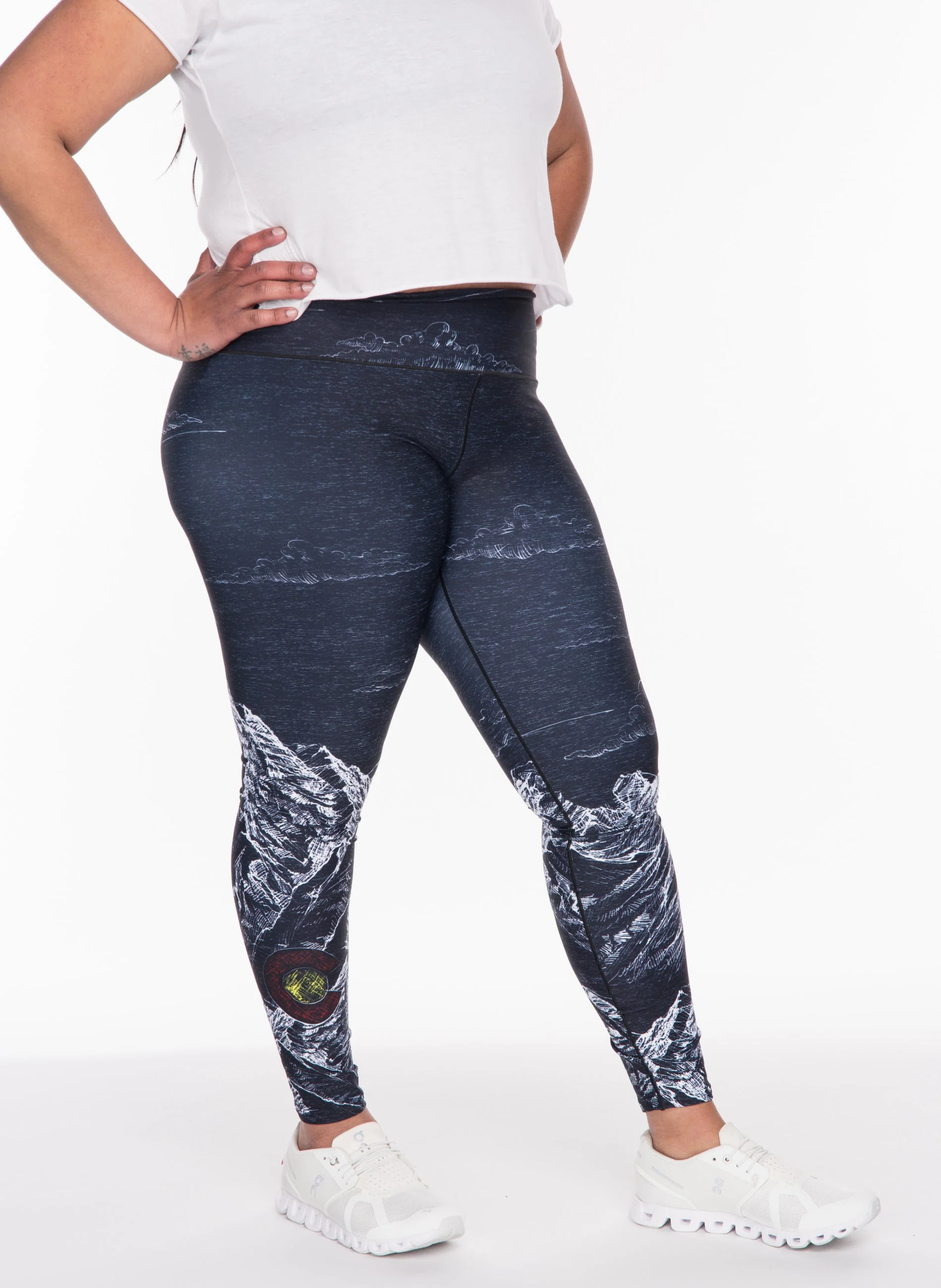 Eco-Friendly Mountain Sketch Yoga Pants - Image 4